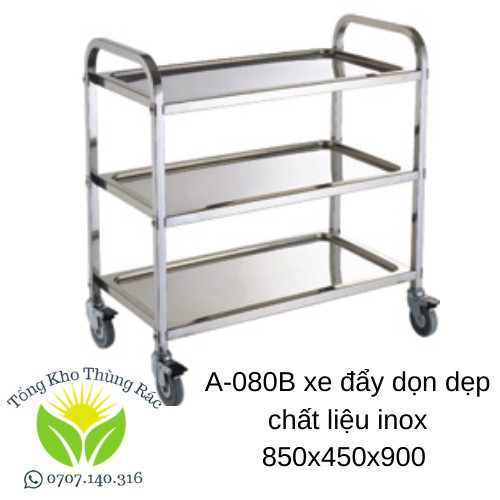 *video clip*XE ĐẨY DỌN DẸP INOX 3 TẦNG NHÀ HÀNG A-080