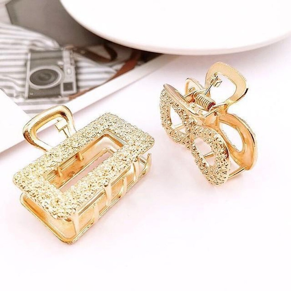 Set 5Kẹp Tóc Mạ Xi Vàng Hàn Quốc hot trend Tiktok Siêu Sang Chảnh - 1 Set Có 5 Cái Không Trùng Mẫu