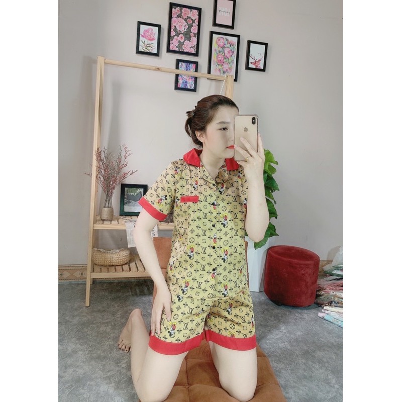 [ACQC] BỘ PIJAMA LỤA HÌNH CỔ TRƠN