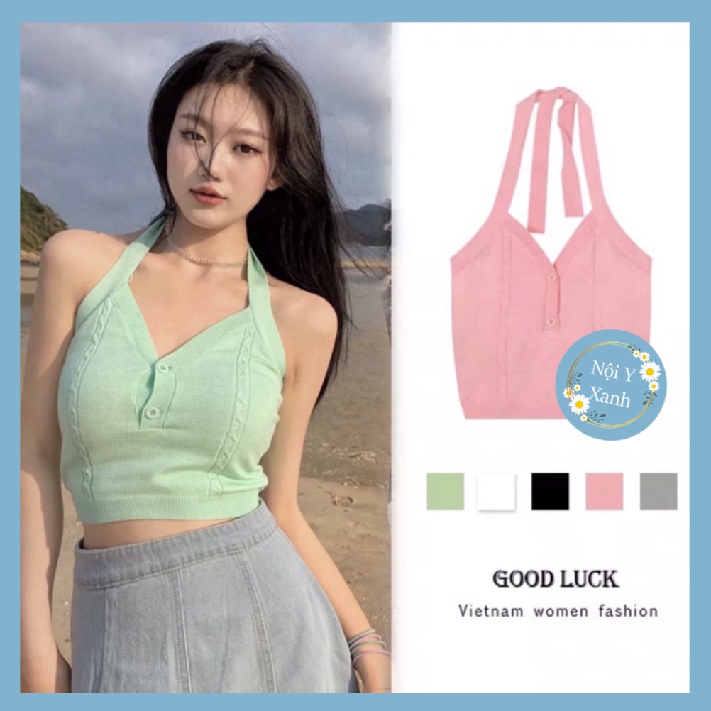 Áo ba lỗ cổ yếm viền màu trơn không tay màu lạ nội y xanh chất cực đẹp, sang chảnh, đồ lót