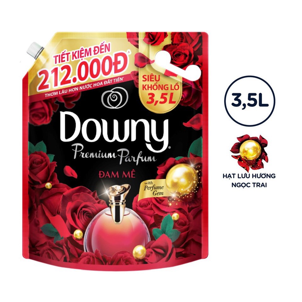 [Nguyên thùng] Combo 4 túi Nước xả vải Downy Đam mê (Đỏ) túi 3.5L X4