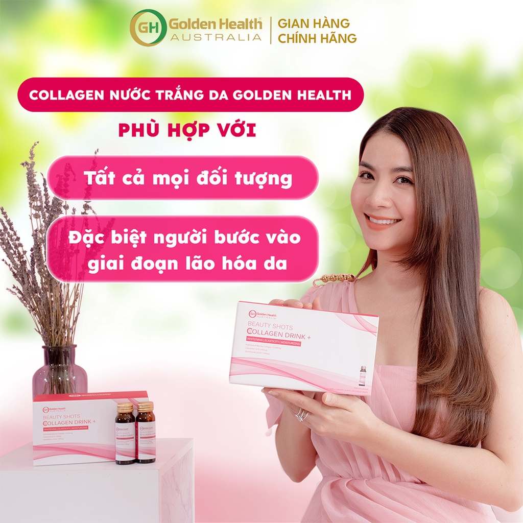 [GOLDEN HEALTH] Nước uống collagen hỗ trợ làm trắng da - Beauty Shots Collagen Drink hộp 10 lọ