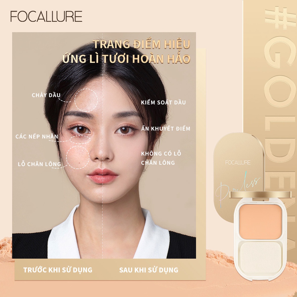 Phấn phủ Focallure Golden lâu trôi không thấy lỗ chân lông mềm mại và nhẹ 10g