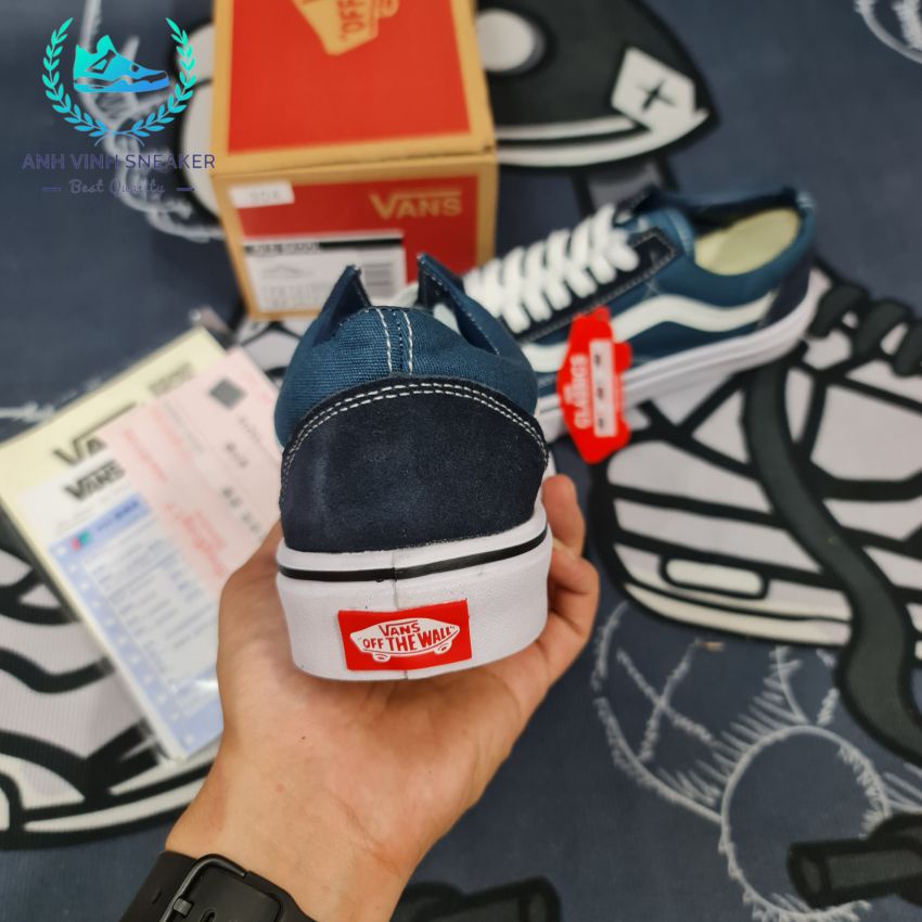 Giày vans old skool navy nam nữ màu xanh tím than thể thao cổ thấp