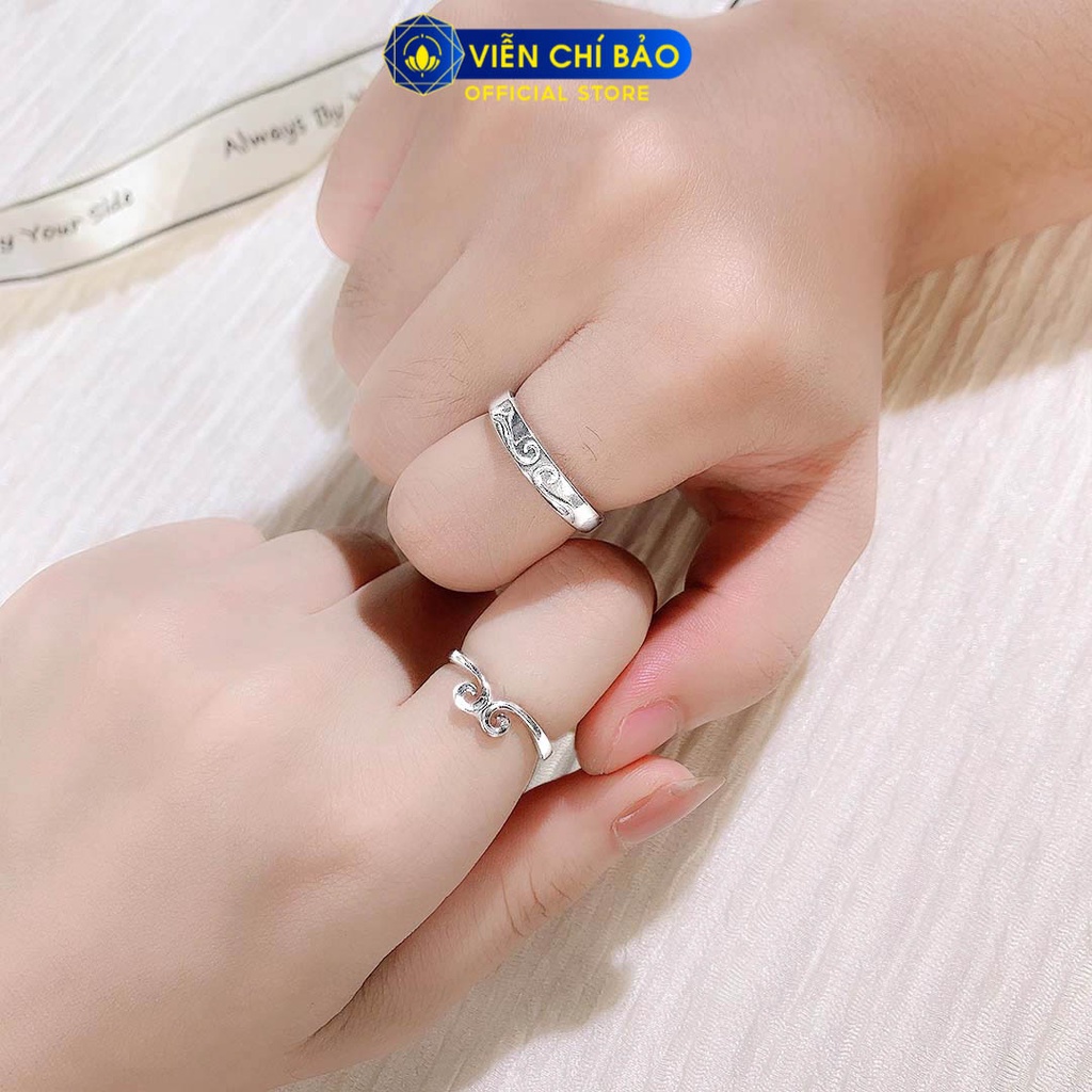 Nhẫn bạc đôi nam nữ kim cô xi kim chất liệu bạc 925 thời trang phụ kiện trang sức Viễn Chí Bảo N700045 N700046