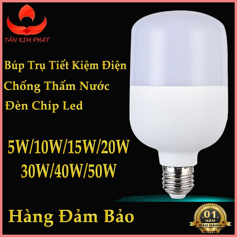 Bóng Đèn LED Buld Trụ Nhựa Tiết Kiệm Điện Năng - 5w, 10w, 20w, 30w, 40w, 50w