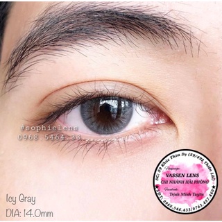 Lens icy gray 14.0mm - kính áp tròng full cận 0-6 độ