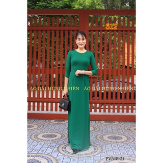 S12- Áo dài Xanh trơn lụa tằm cao cấp