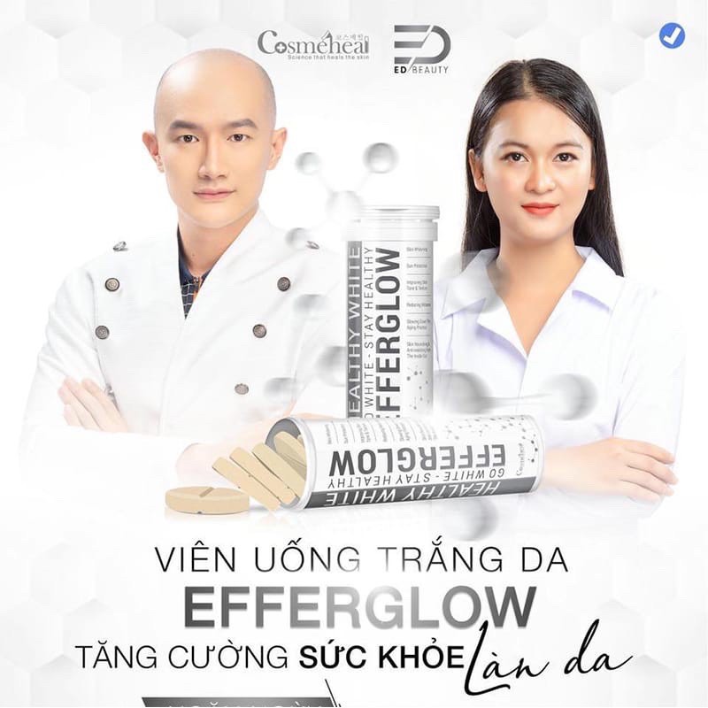CosmeHeal Healthy White Efferglow dưỡng trắng da dạng sủi (hộp 30 viên)