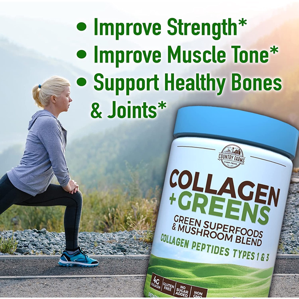 Collagen thủy phân và 23 siêu thực phẩm Country Farms Collagen Greens 300g