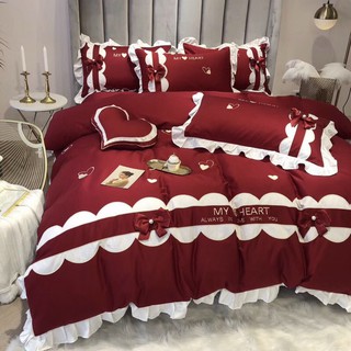 Set Chăn Ga Gối Lụa Cưới 5 Món Hàng Cao Cấp