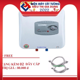 Bình nước nóng chống giật Rossi R15Ti Trắng - Tặng 02 dây cấp inox lắp bình