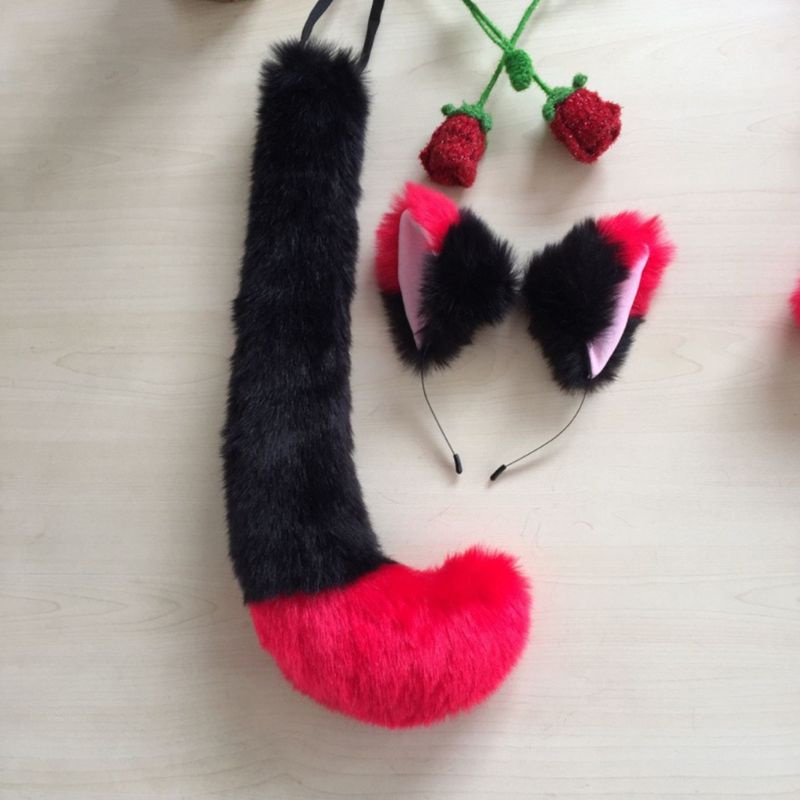 Đuôi Bông Hóa Trang Nhân Vật Anime Tai Sói Màu Sắc Tương Phản