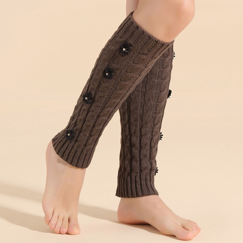 Youyo Vớ Dệt Kim Giữ Ấm Chân Dạng Xoắn Đính Hoa Nhân Tạo Mini Cho Nữ