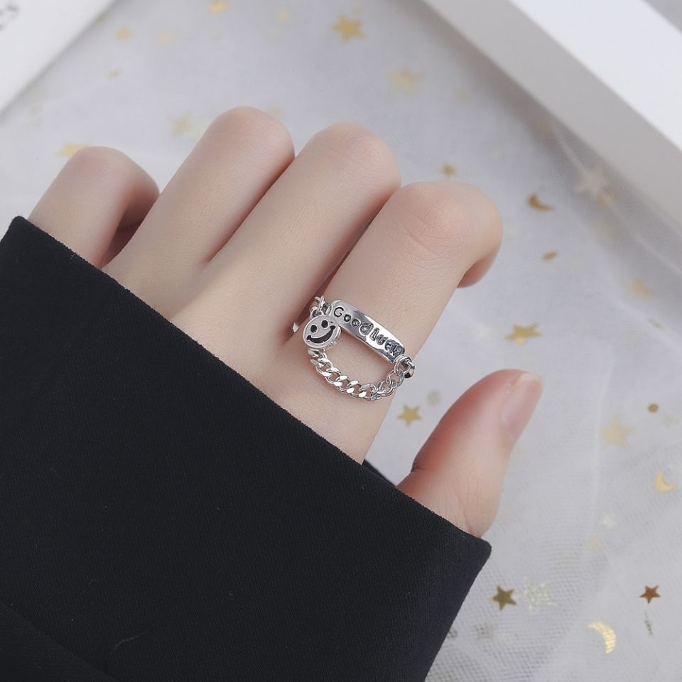 Set 2 nhẫn hình mặt cười phong cách hiphop thời trang