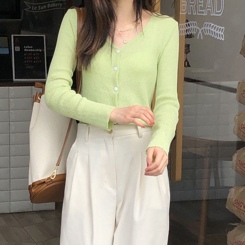 Áo Cardigan Dệt Kim Mỏng Cổ Chữ V Chống Nắng Hợp Thời Trang