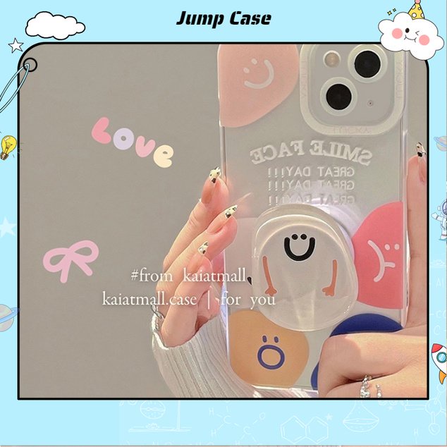 Ốp Điện Thoại Tpu Mềm Trong Suốt Có Giá Đỡ Hình Mặt Cười Cho iPhone 13 13pro 13prm 11 7Plus 8Plus Xr XS 13 12 Pro Max