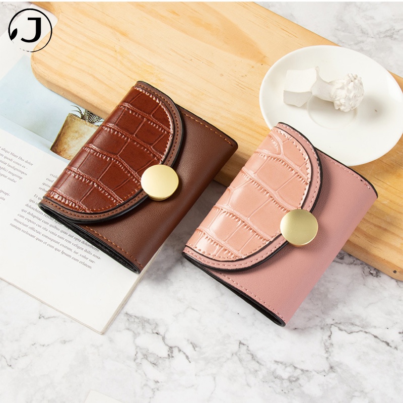 Ví da PU cầm tay dáng ngắn gập nhỏ gọn đẹp thời trang cao cấp da giá rẻ bóp đựng tiền thẻ làm ba họa tiết da cá sấu phong cách cổ điển sang trọng thời trang mini cao cấp cho nữ