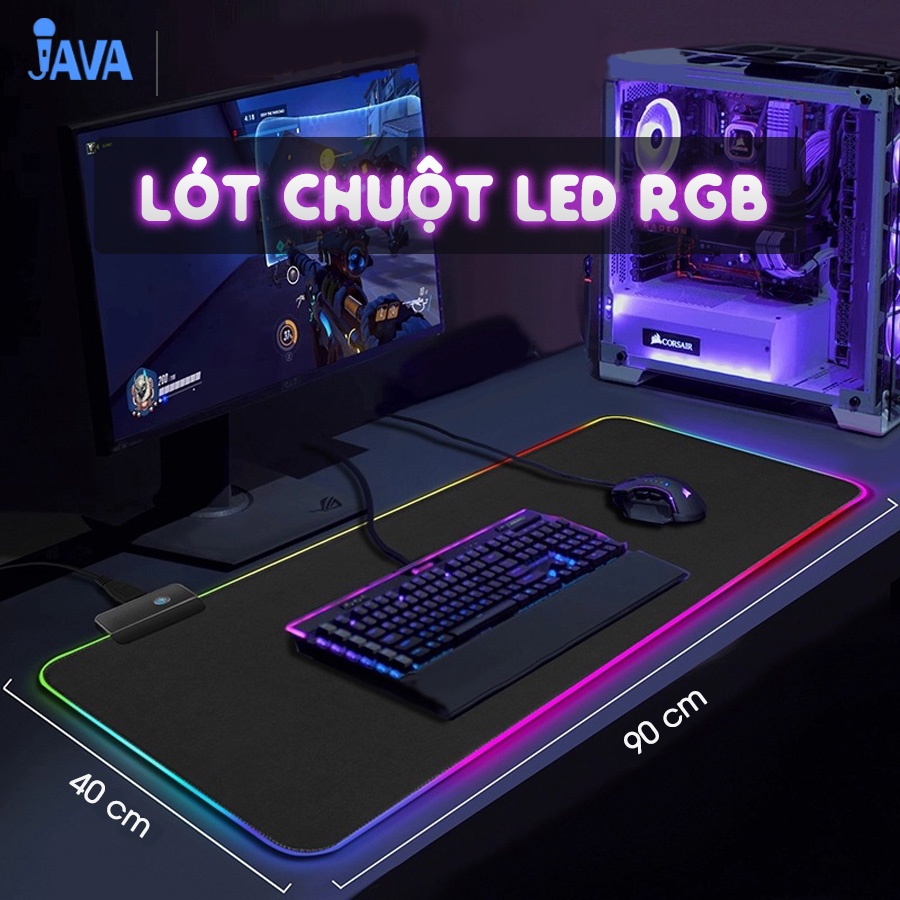 Lót chuột chơi game, bàn di chuột đèn LED RGB loại 1 90x40 và 80x30cm