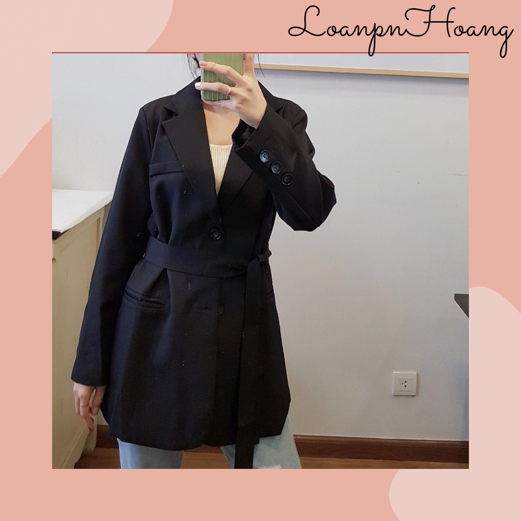 [BLAZER 04] Blazer dài tay đai eo màu trơn phong cách Hàn Quốc, Áo vest nữ