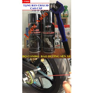 Bộ combo chai xịt sên - chai xịt vệ sinh sên Thunder 400ml - bàn chải