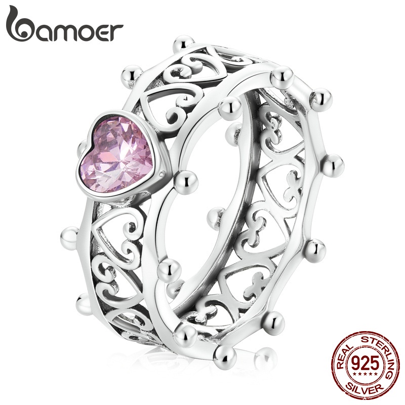 Nhẫn BAMOER SCR788-6 bằng bạc 925 thời trang tùy chọn kích thước cho nữ