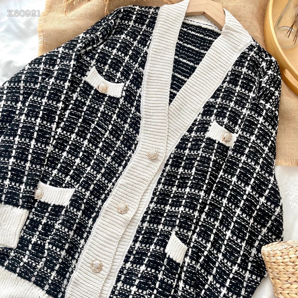 Áo khoác dạ nút phối viền | BigBuy360 - bigbuy360.vn