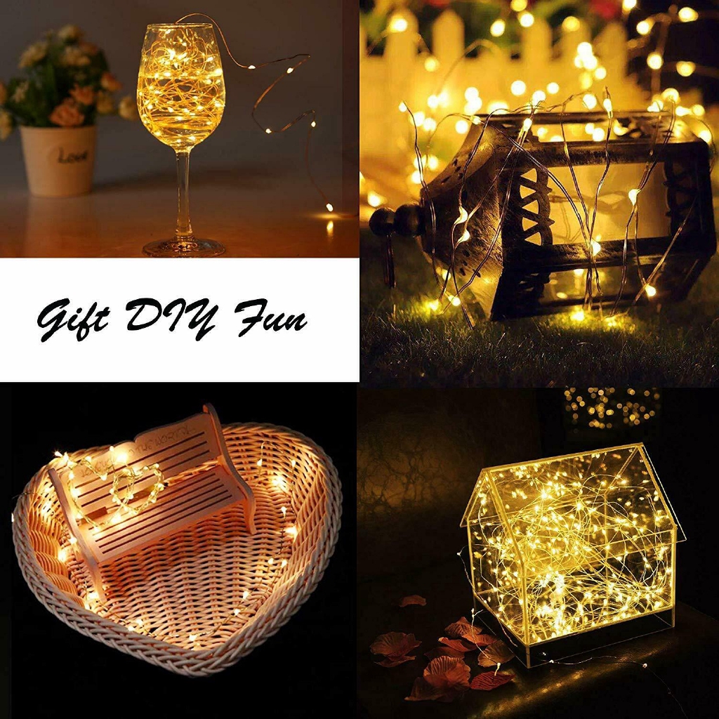 Dây đèn 10/20 bóng LED sử dụng năng lượng mặt trời lõi đồng để lọ trang trí giáng sinh/tiệc cưới