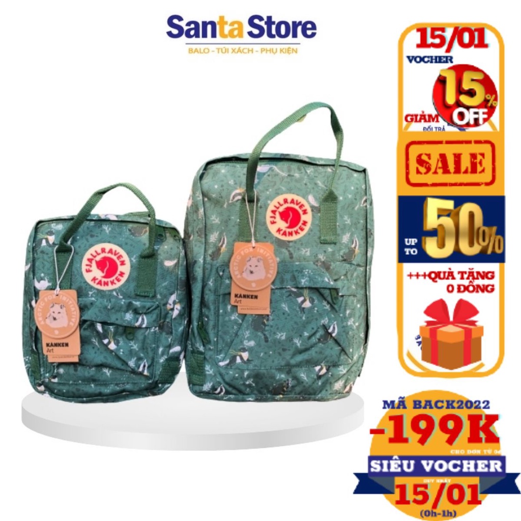 Set Balo thời trang Mẹ con Art size classic và mini nam nữ Unisex đi du lịch Căp đi học màu hoa cao cấp SANTA STORE