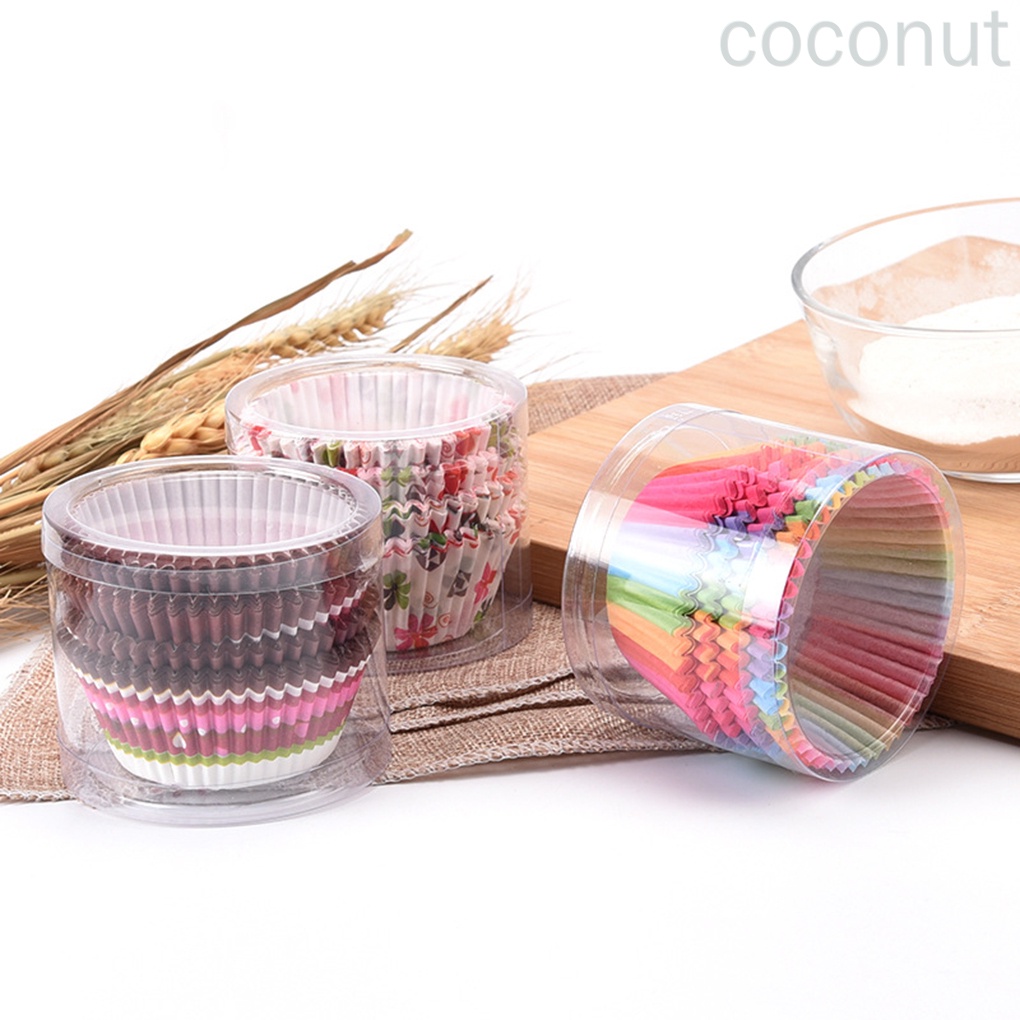 Set 100 Cốc Giấy Nướng Bánh Chống Dính Chống Dầu Màu Ngẫu Nhiên