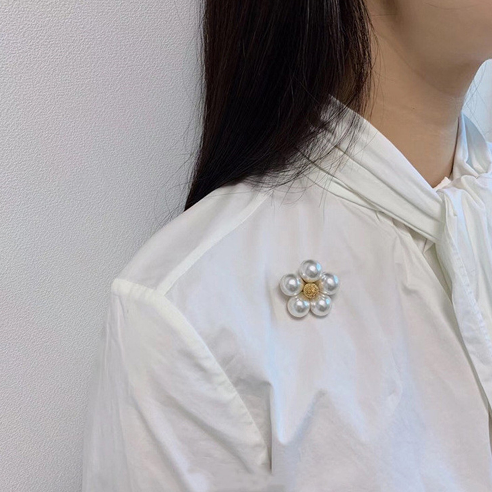 Cài áo hình nơ gắn ngọc trai thời trang