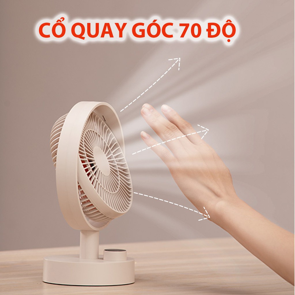 Quạt Tích Điện Xiaomi Sothing Quạt Sạc Để Bàn Tích Hợp Màn Hình Led Hiển Thị Quay Ngang Tự Động 160 Độ Quay Thẳng 70 Độ