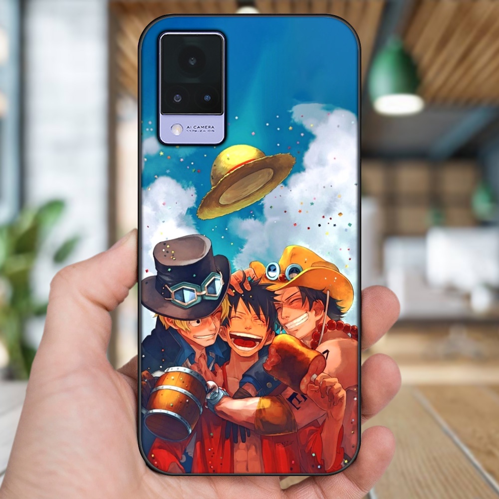 Ốp lưng Vivo V21 viền đen in hình Ace One Piece