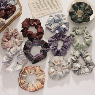 Set 4 sợi dây buộc tóc vải Caro Scrunchie handmade cột tóc bé gái (màu ngẫu nhiên)
