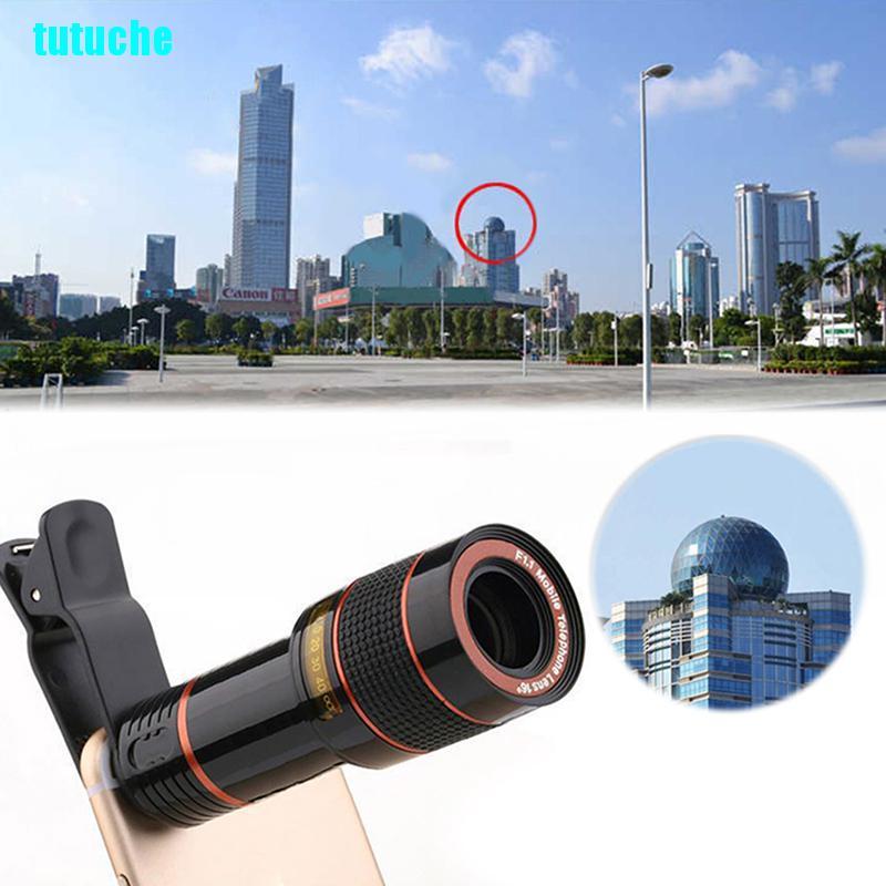 tutu 12X Zoom Phone Camera Lens Universal Clip Outdoor Cell Phone Telescope Camera