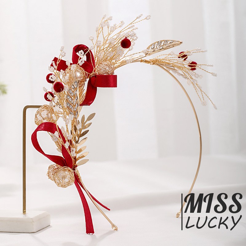 Băng đô cài tóc đính đá và ngọc trai giả thiết kế sang trọng làm đẹp cho nữ