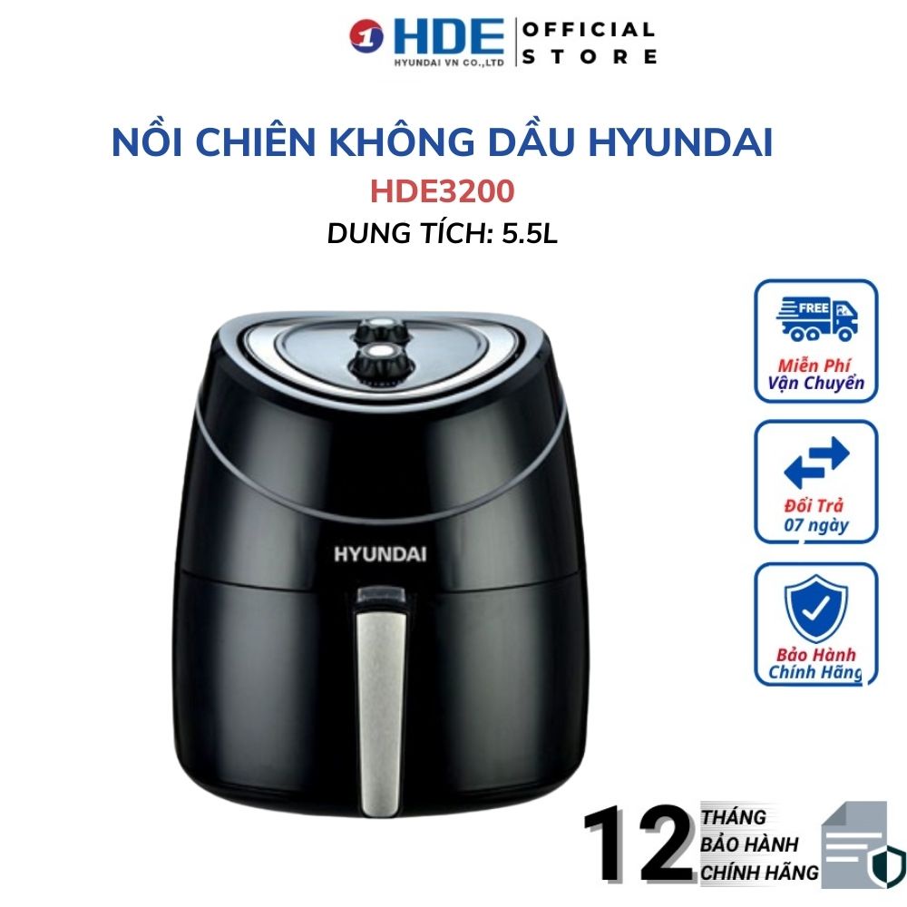 [Mã ELHADEV giảm 4% đơn 300K] Nồi chiên không dầu Hyundai HDE 3200 - Dung tích 5,5 lít