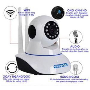 Camera 3 râu . camera WIFI YooSee độ phân giải Full HD 1080P,hỗ trợ thu âm,đàm thoại 2 chiều,không cần thẻ nhớ