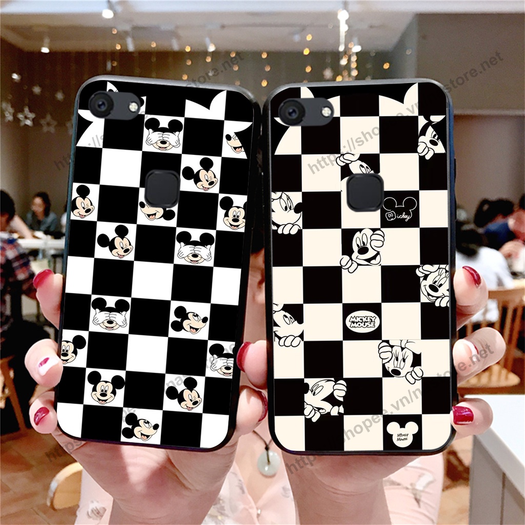 Ốp lưng Vivo V7 / V7 Plus / V7+ trái tim họa tiết caro, mikey họa tiết beabrick kaws cute
