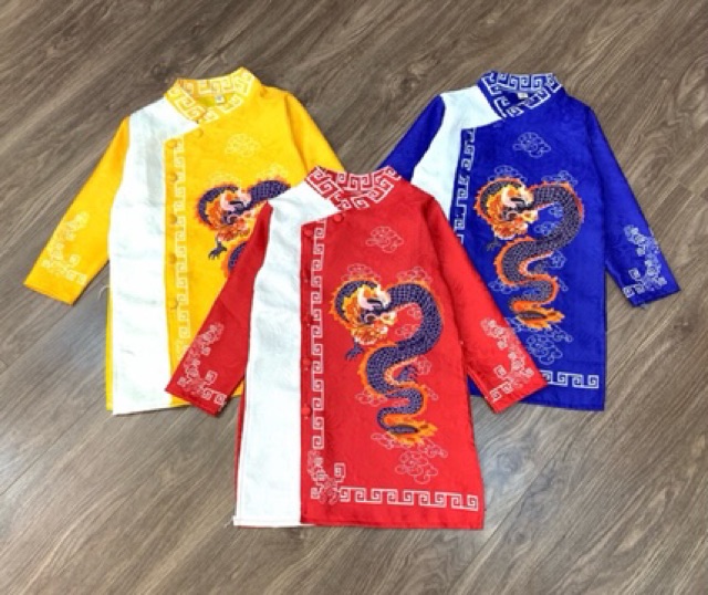 Áo dài bé trai ảnh thật + video gấm in 3D