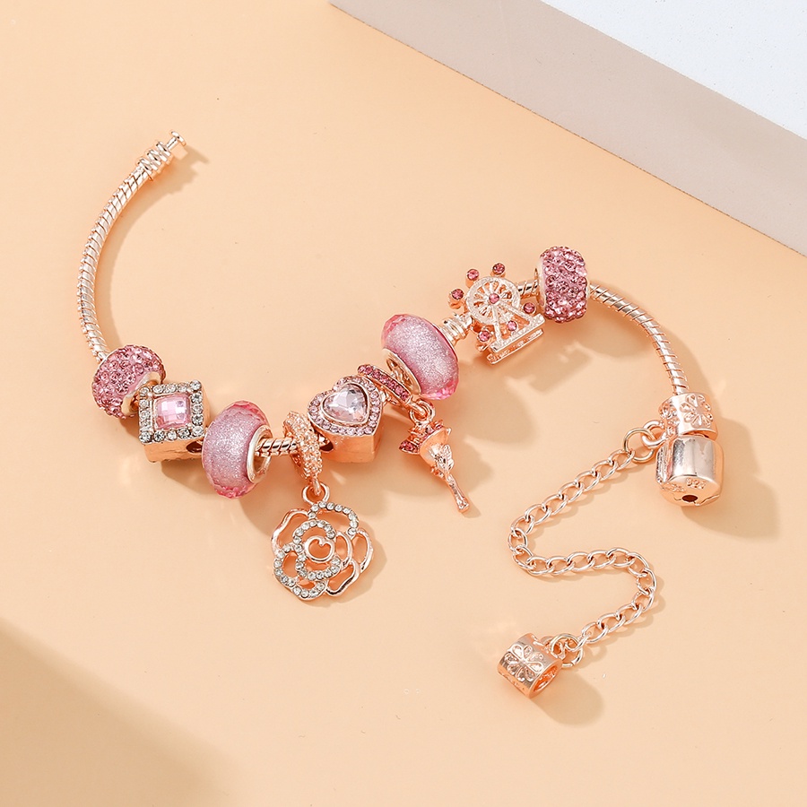 Vòng Đeo Tay Chuỗi Hạt Hình Hoa Hồng Màu Vàng Thời Trang Cho Nữ