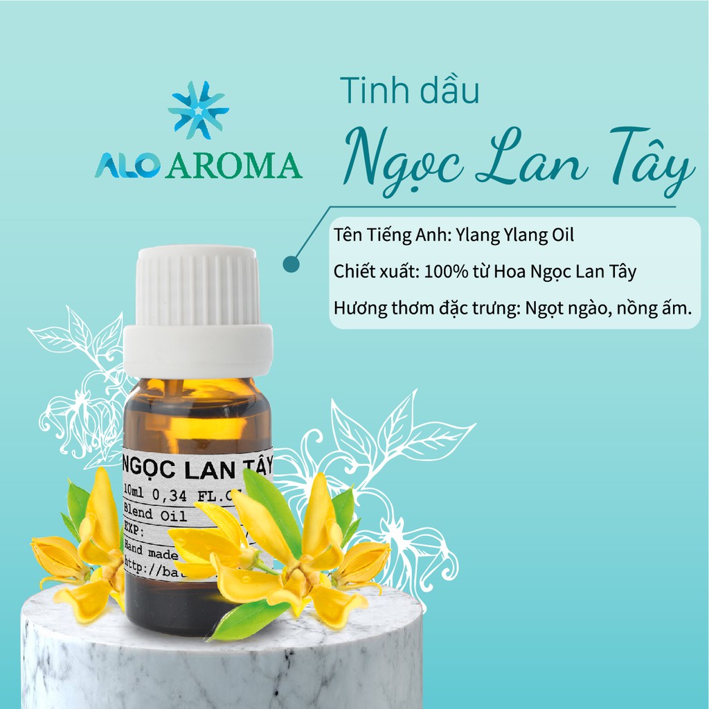 Tinh Dầu Ngọc Lan Tây Thiên Nhiên làm đẹp da, dưỡng tóc suông mượt, thư giãn Ylang Ylang Oil AloAroma