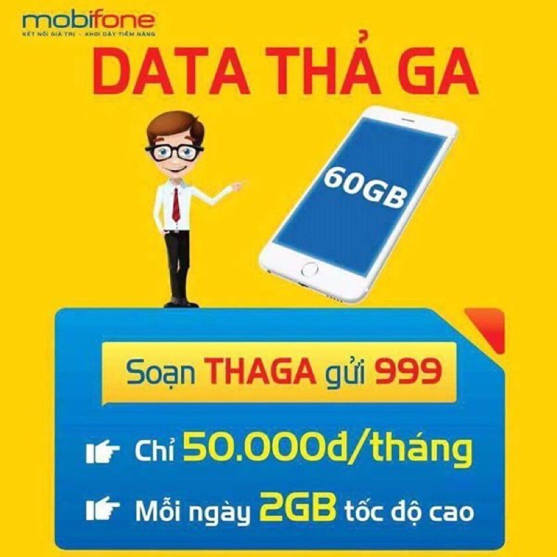 SIM GÓI THAGA Mobi Có 60gb 1 Tháng Chỉ Với 50k