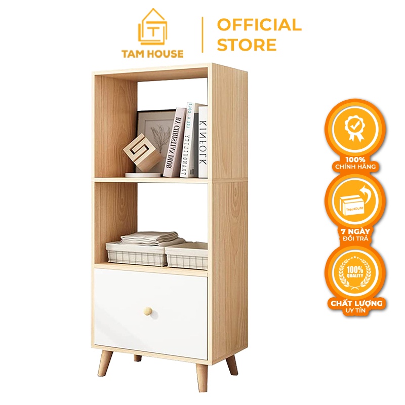 Kệ sách nhiều tầng vân gỗ kèm trắng Tâm House K127