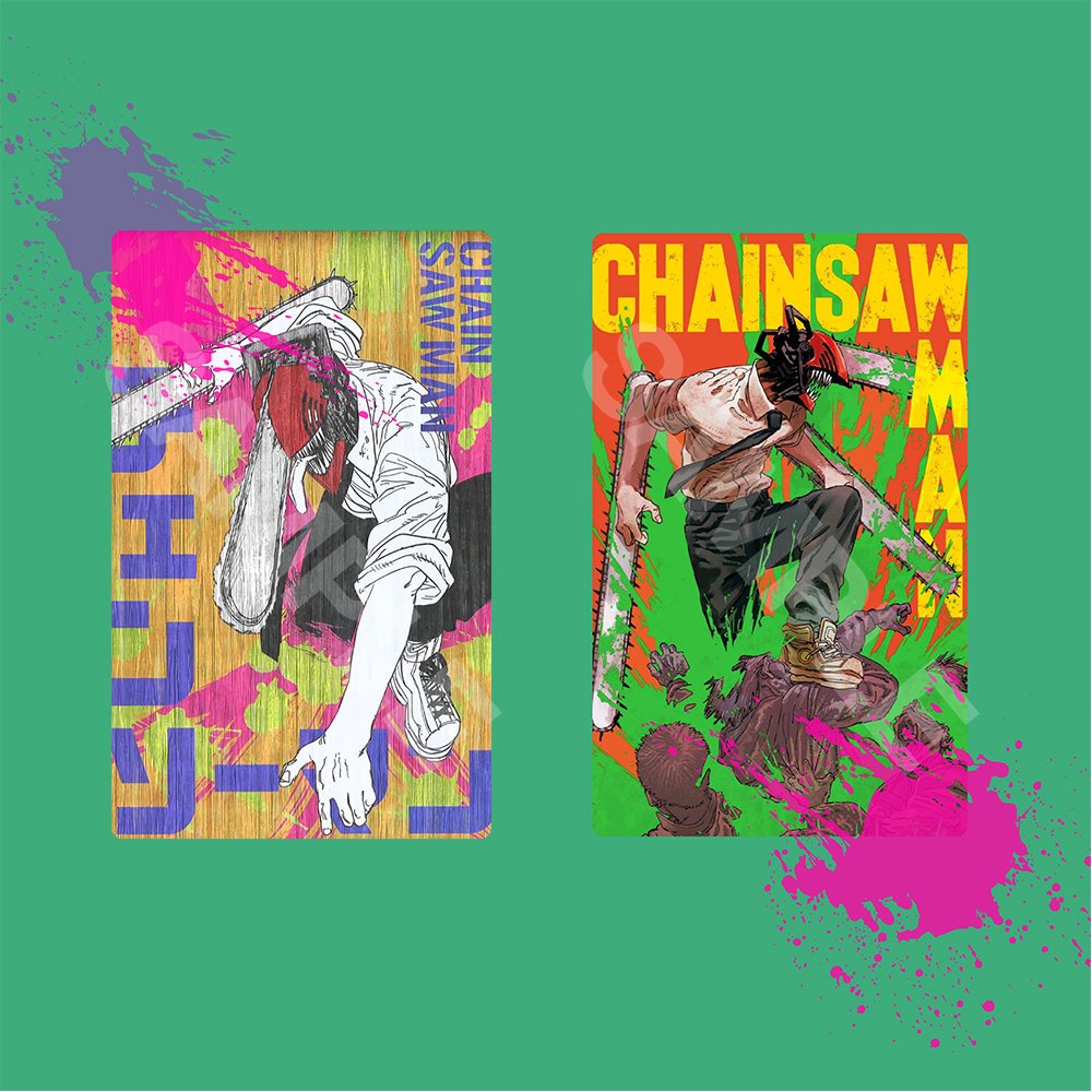 Ảnh card bo góc in hình CHAINSAW-MAN ver COLOR Thợ Săn Quỷ thẻ bo viền 5*8cm #