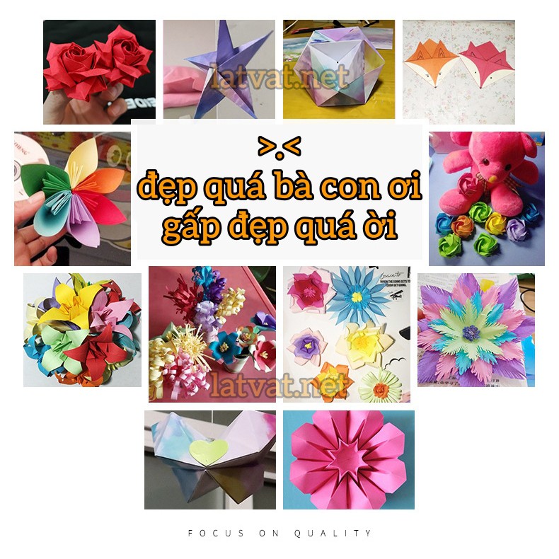 Giấy Origami Trơn 10 Màu tệp 100 tờ Nhập khẩu - Tập xếp giấy cho trẻ em - Khổ vuông