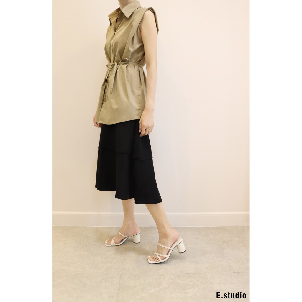 Áo sơ mi sát tay E.studio kèm belt vải