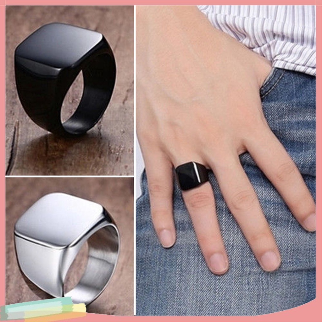 Nhẫn Cặp Đôi Mặt Vuông Đính Đá Phong Cách Hip Hop Thời Trang