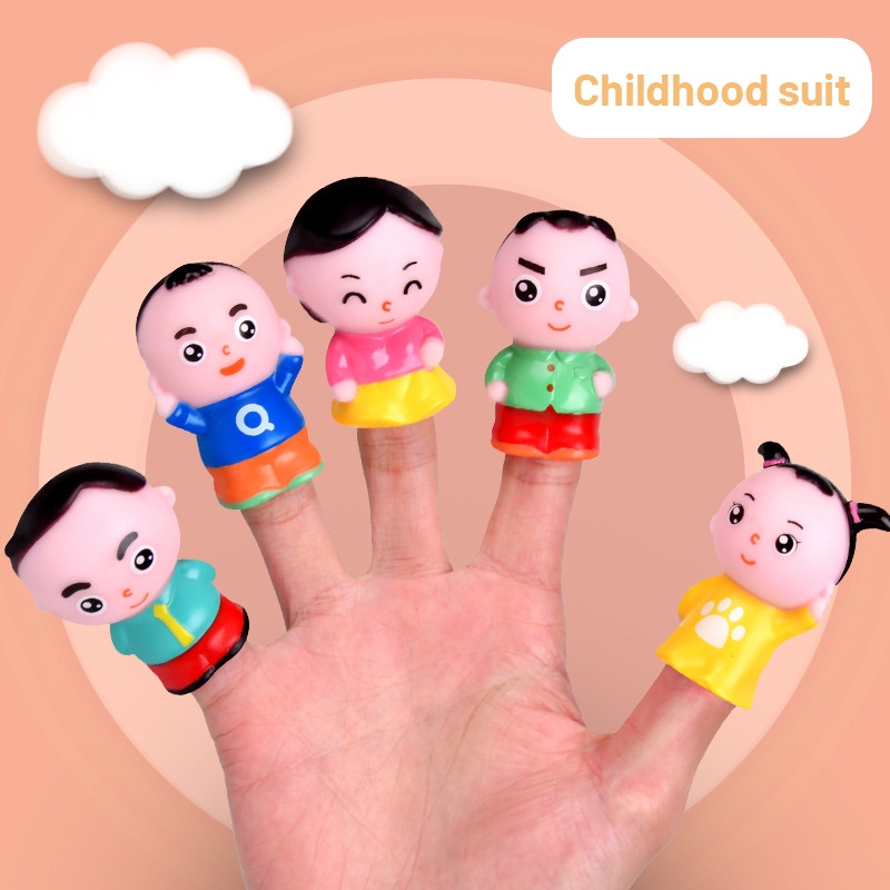 Set 5 con rối đeo ngón tay ZHAN QI TOYS hình động vật hoạt hình dễ thương cho bé