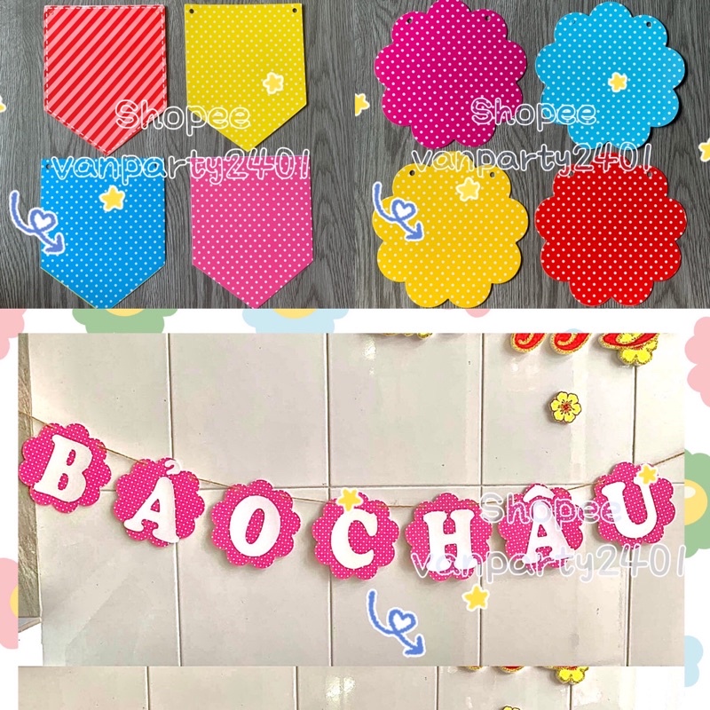 Dây chữ ghép tên bé trang trí sinh nhật, thôi nôi, đầy tháng…